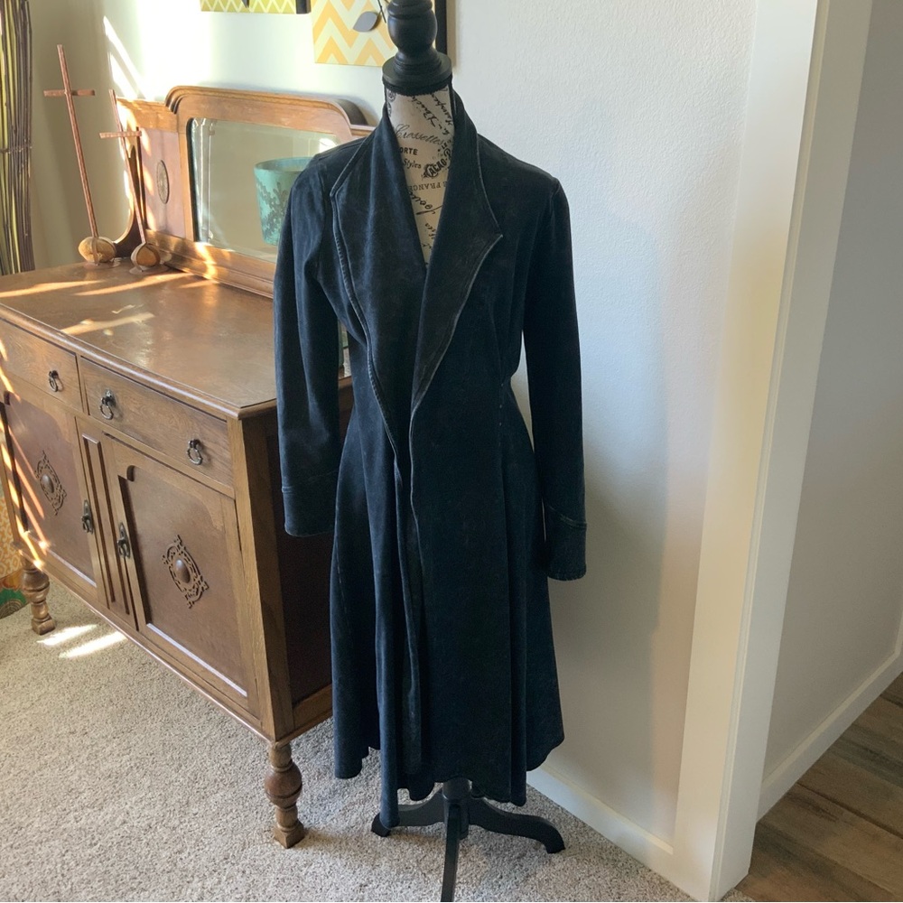 Testimony dark navy tailored long jacket